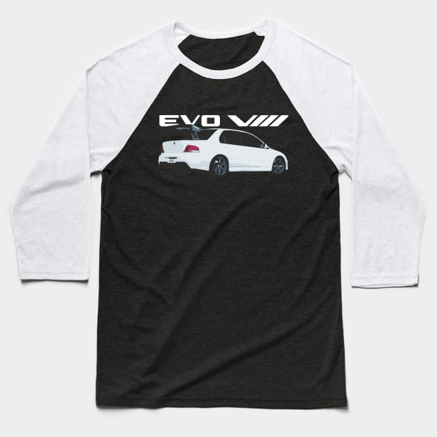 wicked white evo 8 Baseball T-Shirt by cowtown_cowboy